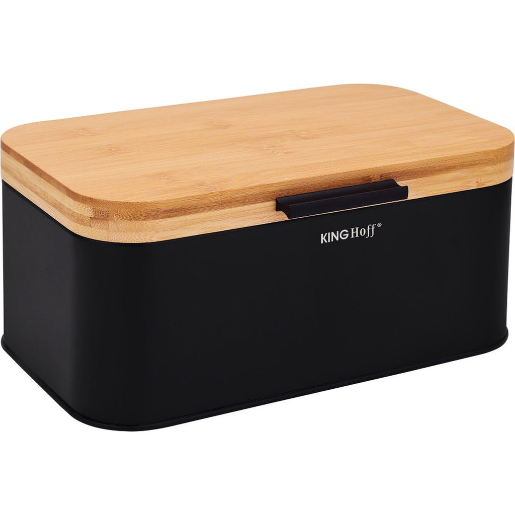 Kinghoff 1735 broodtrommel van bamboe, zwart, 8,4 L