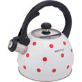 Kinghoff 1736 fluitketel 2 L, wit met rode stippen