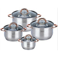 Kinghoff pannenset 8-delig met deksel, golden rose, 16-24 cm