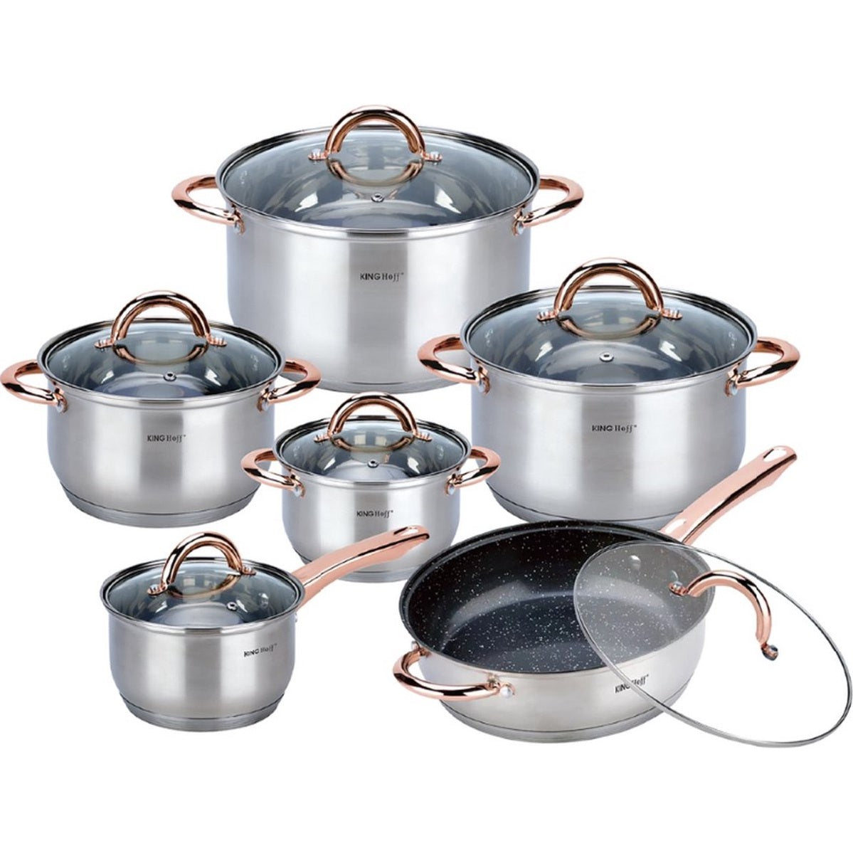 Kinghoff pannenset 12-delig met deksels, rvs