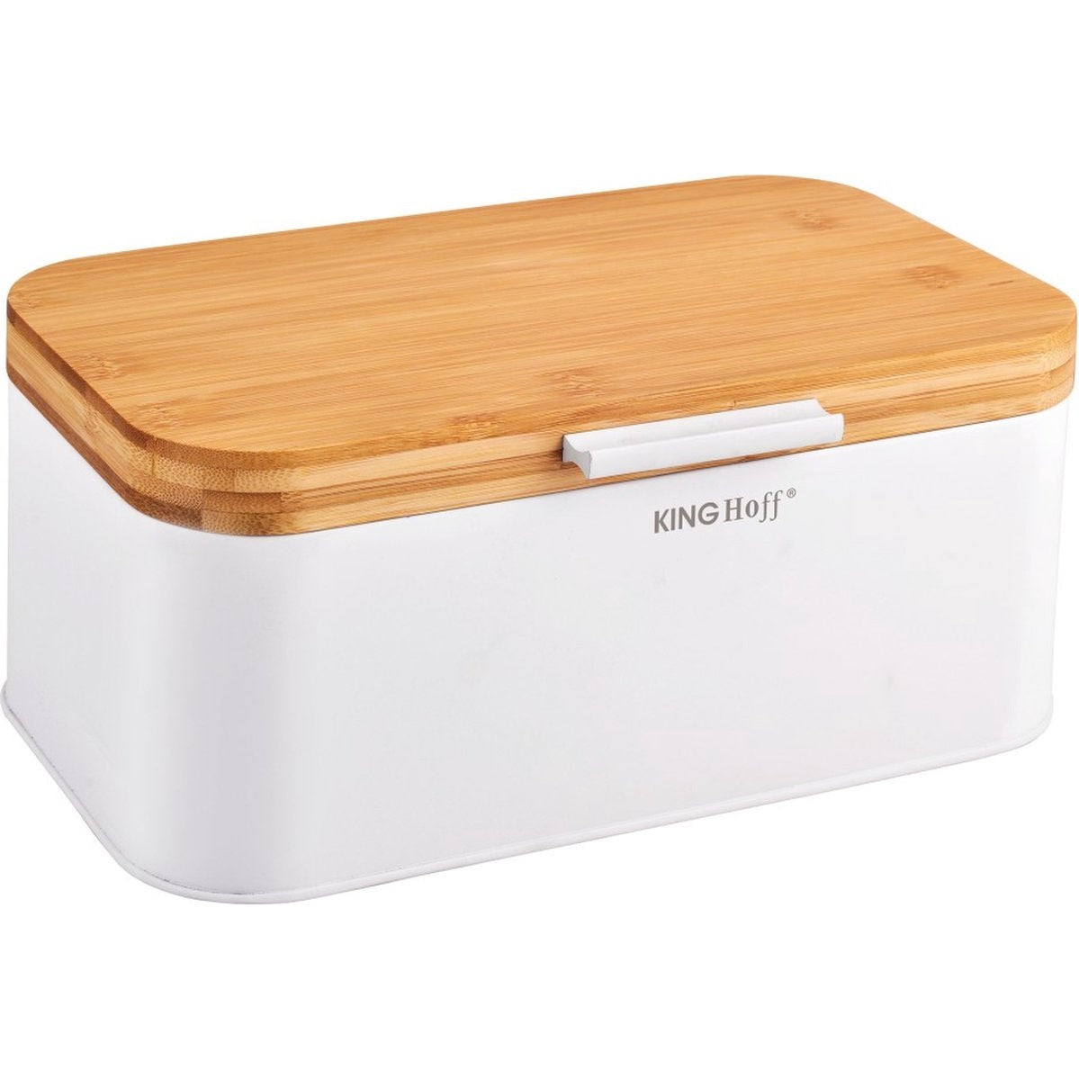Kinghoff broodtrommel staal en hout, wit