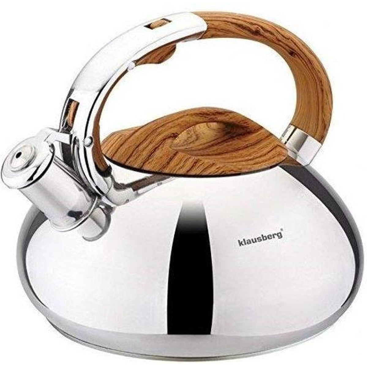 Kinghoff 3274 fluitketel 3 L, rvs, houten handvat