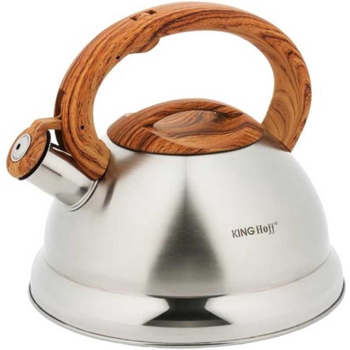 Kinghoff fluitketel 3 L, rvs, bruin