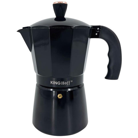 Kinghoff Aluminium Espressokoffiezetapparaat KH-1885 – 12 Kopjes – Zwart – Geschikt voor Inductie - 600ml - Percolator