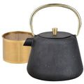 Kinghoff gietijzeren theepot met zeef, 1 L, zwart met goud