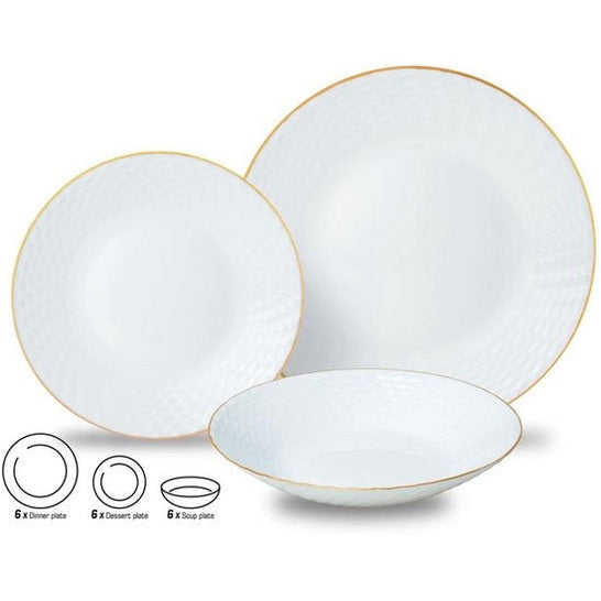 Kinghoff glazen dinerset 18-delig met gouden rand