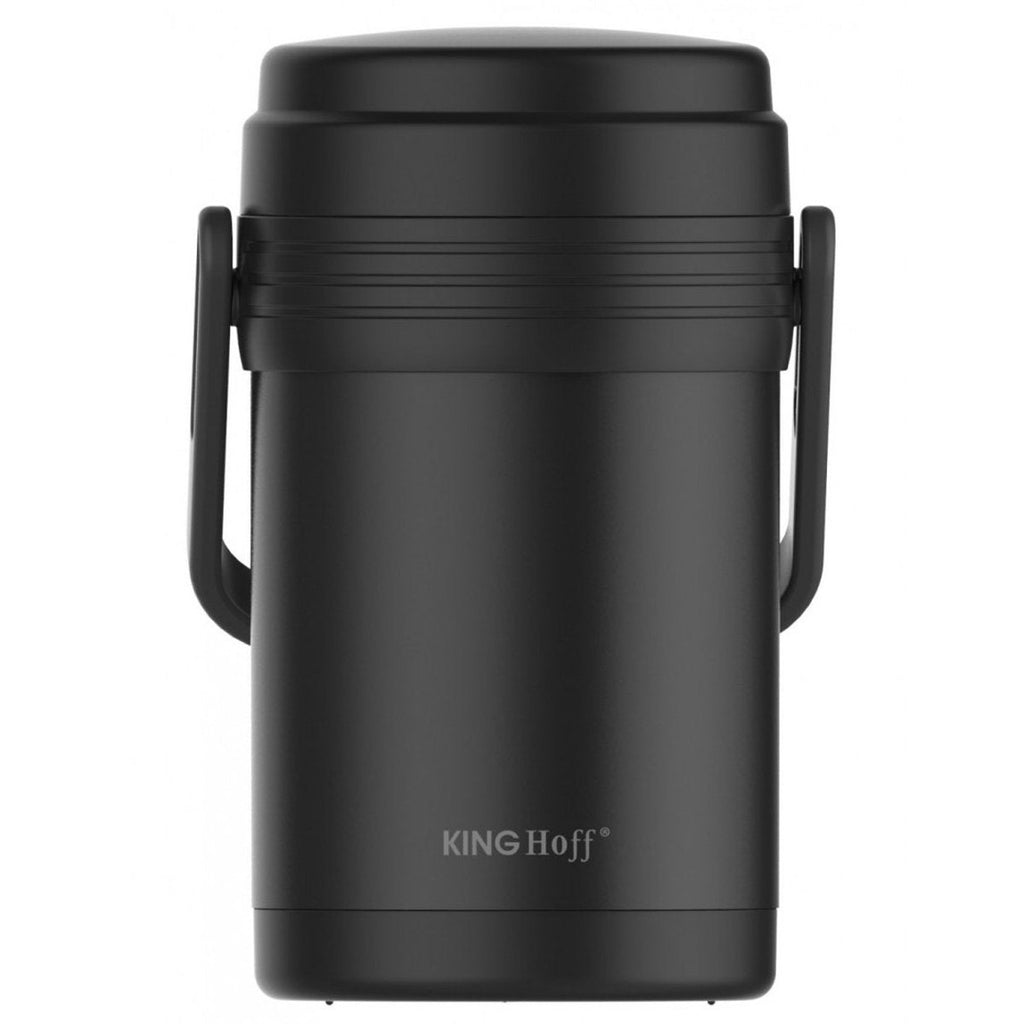 Kinghoff etensthermos 1,5 L, rvs, 3-delige lunchset, zwart (2)