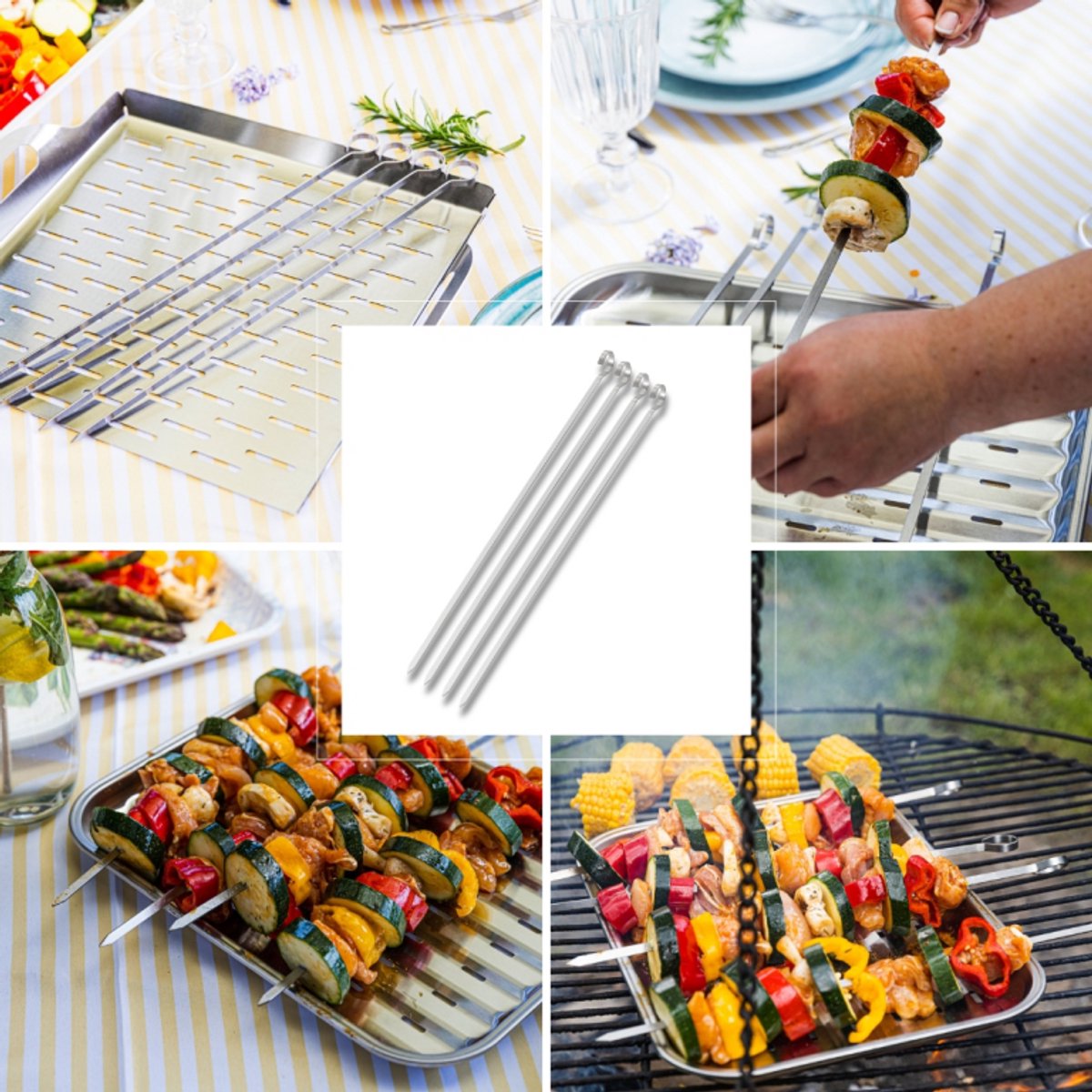 Kinghoff bbq-spiezen set van 4, rvs, 35,8 cm (6)