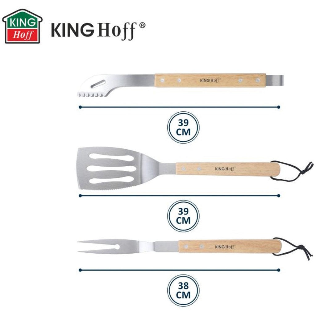 Kinghoff barbecueset KH-1918, 3-delig, rvs met houten handvatten (4)