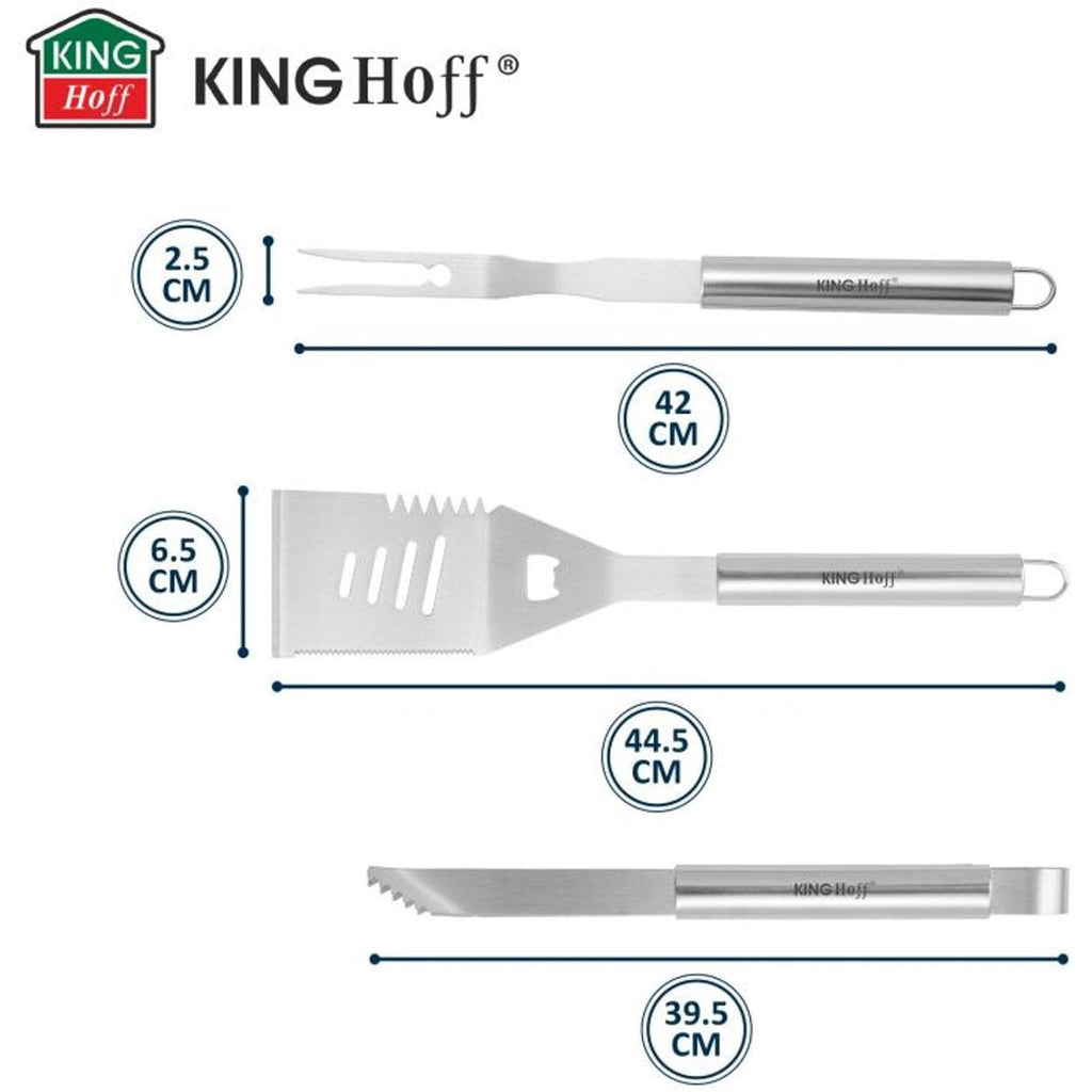 Kinghoff barbecueset KH-1919, 3-delig, rvs, spatel, vork en tang (4)