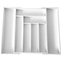 Kinghoff KH1748 uitschuifbare bamboe besteklade-organizer, wit