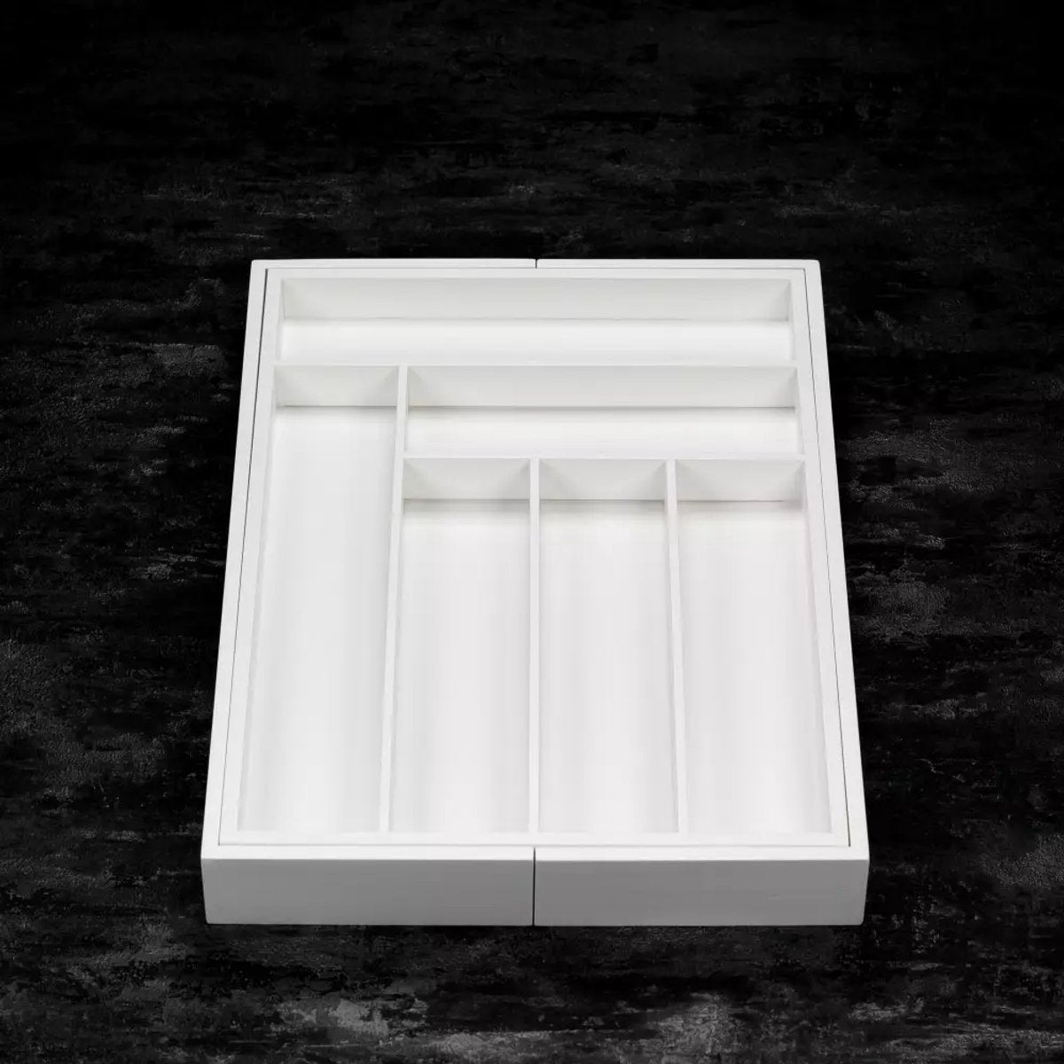 Kinghoff KH1748 uitschuifbare bamboe besteklade-organizer, wit (3)
