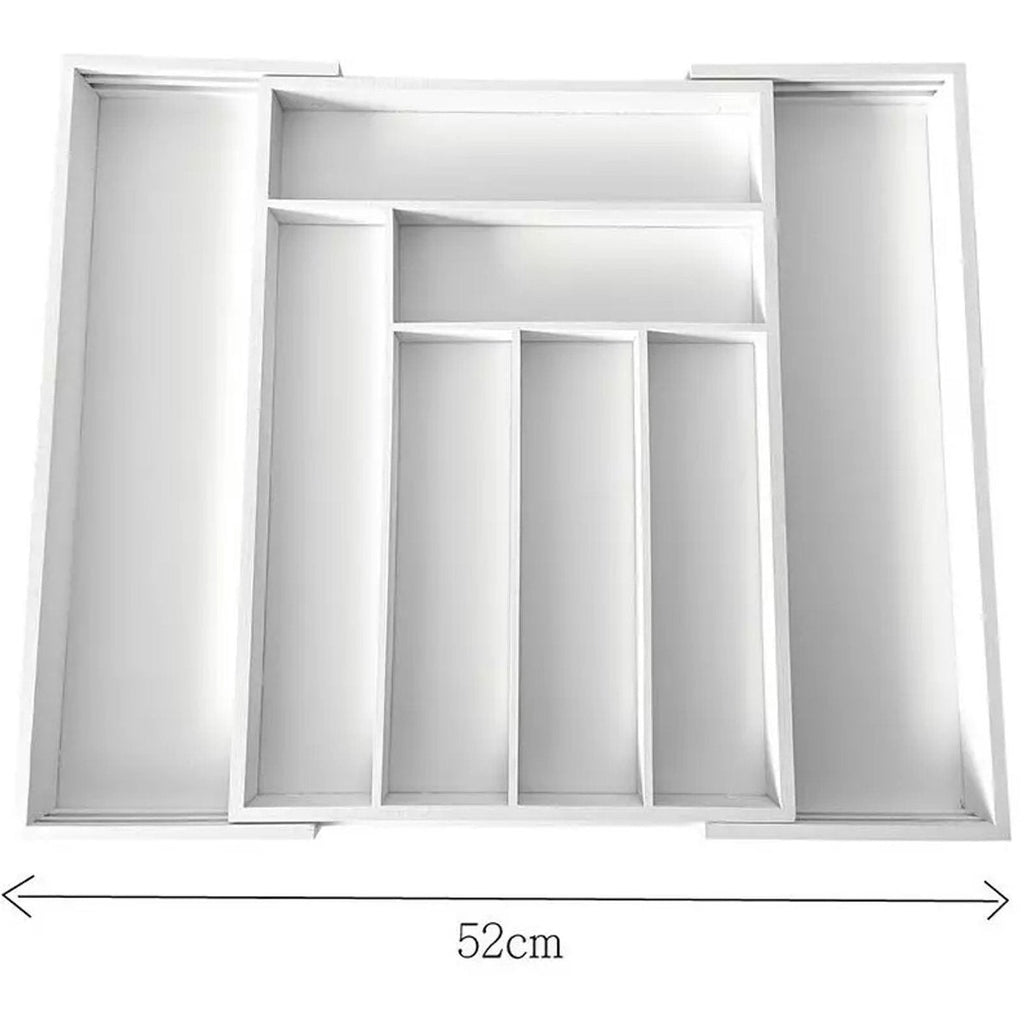Kinghoff KH1748 uitschuifbare bamboe besteklade-organizer, wit (5)