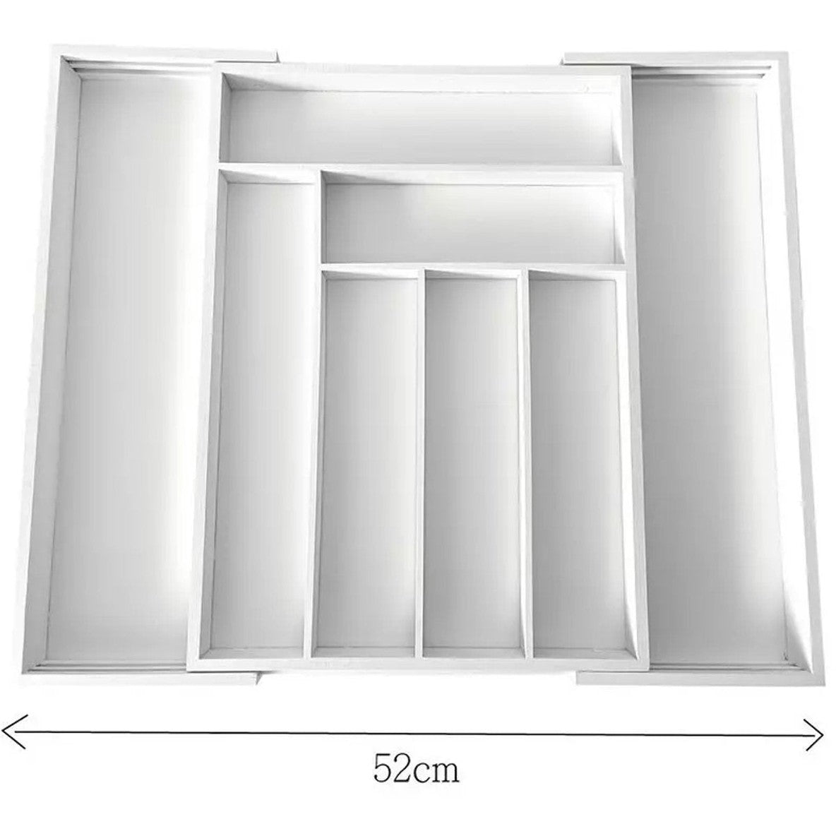 Kinghoff KH1748 uitschuifbare bamboe besteklade-organizer, wit (5)