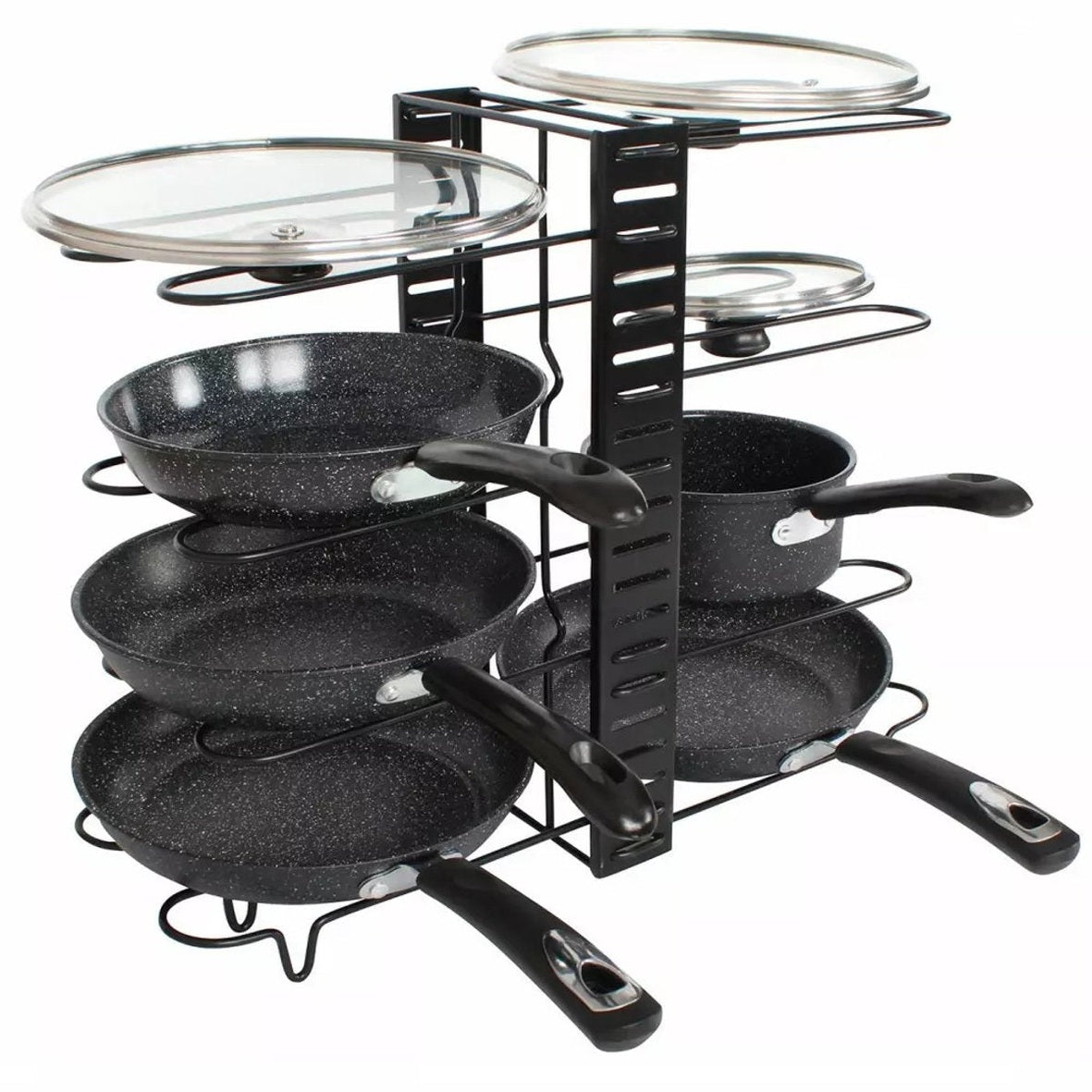 Kinghoff pannenorganizer met 8 verdelingen, zwart, 47 x 20,5 cm