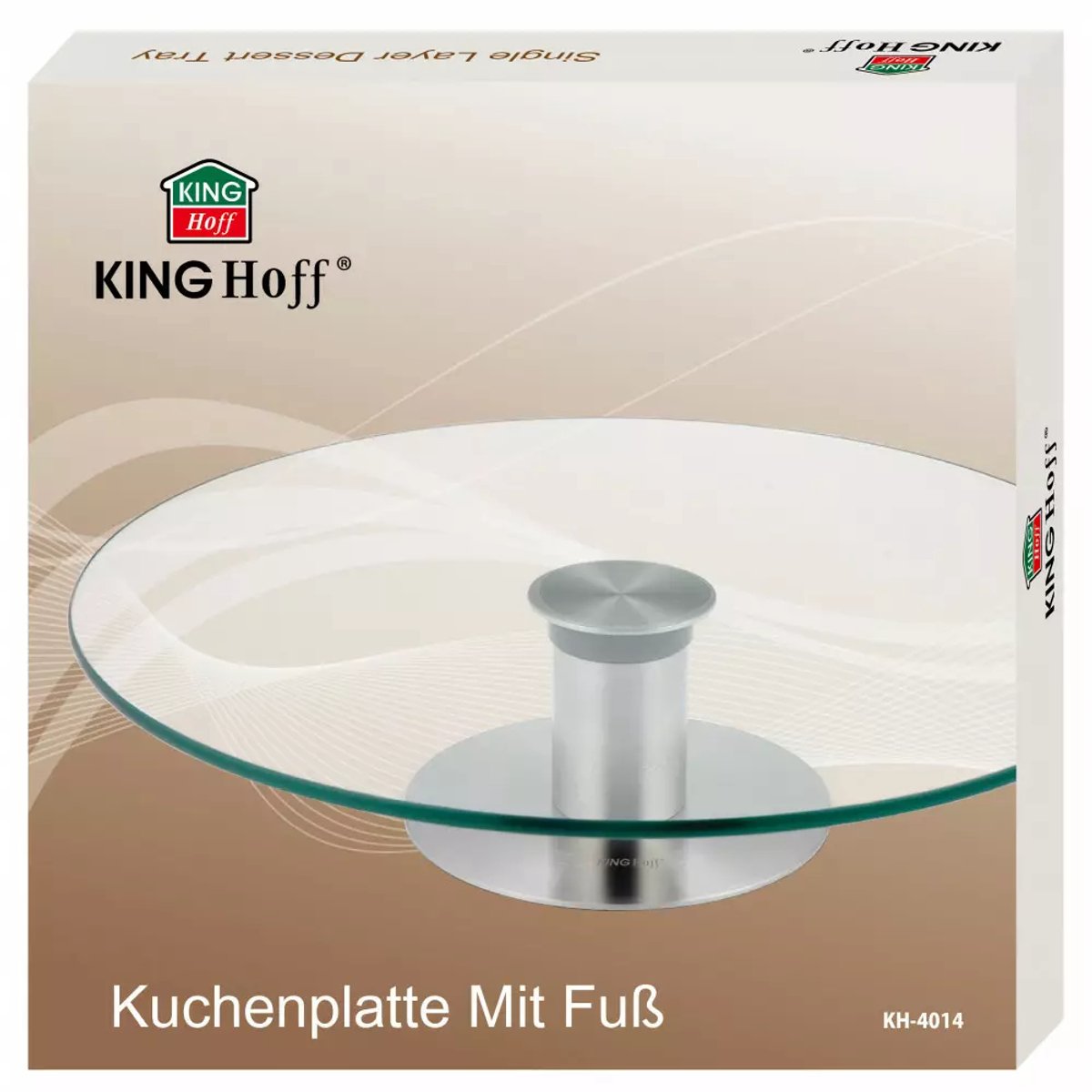 Kinghoff taartstandaard 1 etage van glas en staal, Ø 30 cm