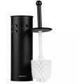 Kinghoff toiletborstel met houder, zwart rvs, 10 x 39,5 cm