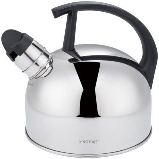 Kinghoff Traditionele Waterketel – Fluitketel – RVS, Zilver, 1.5L – Fluitfunctie – Geschikt voor Alle Kookplaten (Gas, Elektrisch, Keramisch, Inductie)