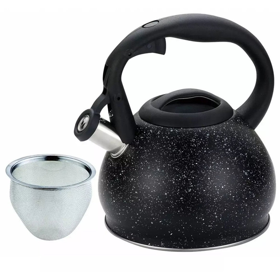 Kinghoff KH1634 waterkoker 1,2 L met zeef, zwart marmerdesign
