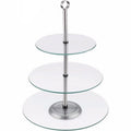 Kinghoff taartplateau met 3 etages van glas, met grijpring