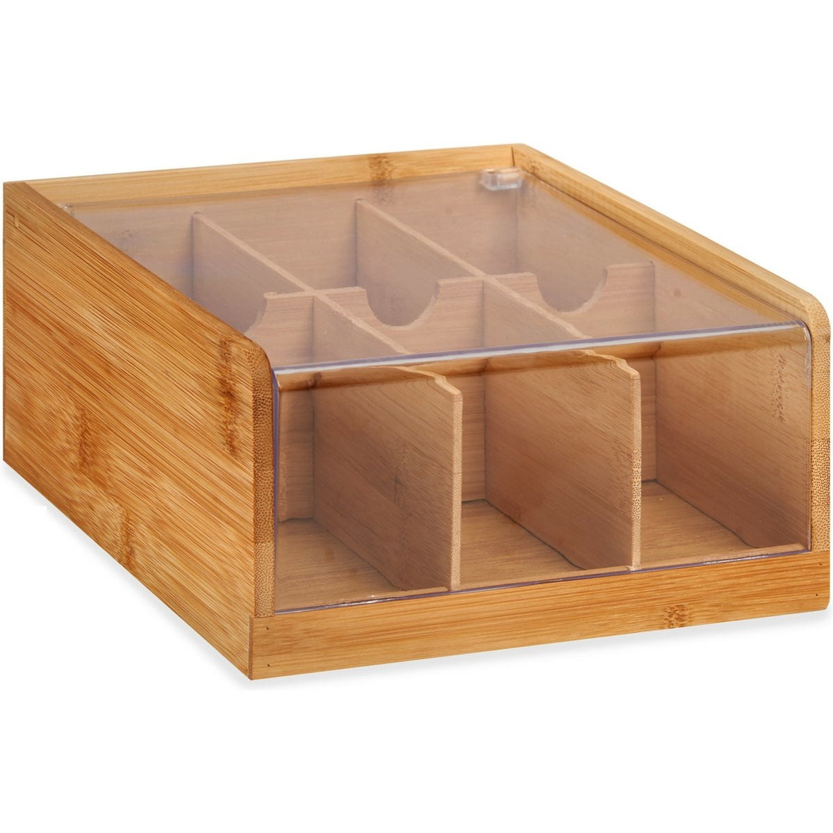 Kinvara theedoos met 6 vakken, hout, bruin, 22 x 20 x 10 cm