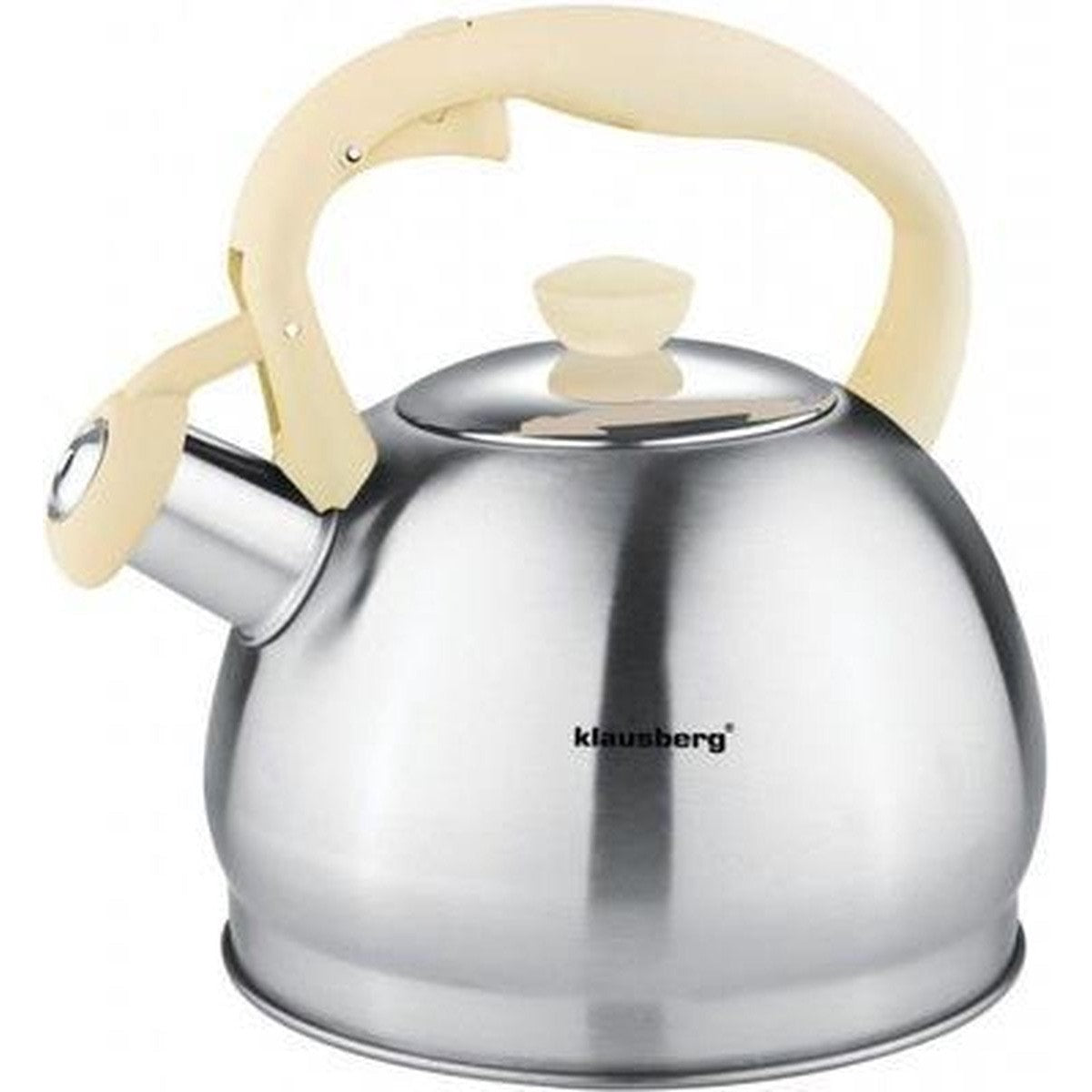 Klausberg fluitketel rvs met crème handvat, 1,8 L