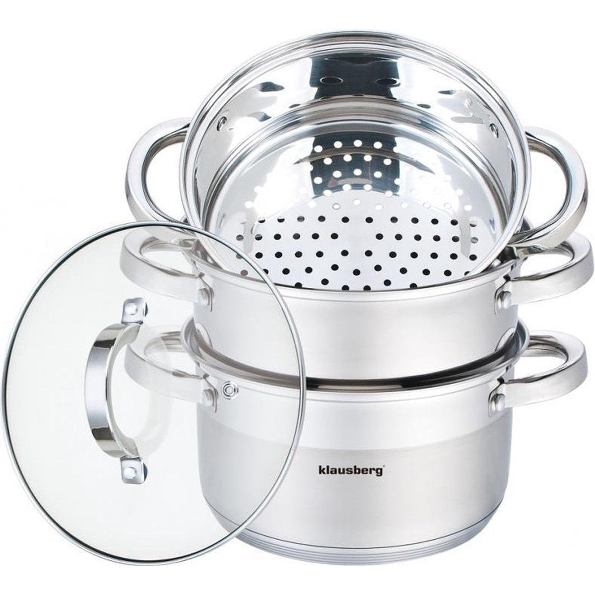 Klausberg 7145 stoompan, 4-delig, 24 cm, rvs