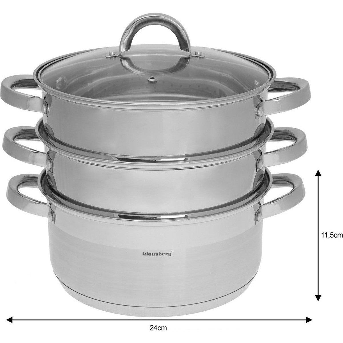 Klausberg 7145 stoompan, 4-delig, 24 cm, rvs (4)