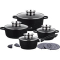 Klausberg 7360 - Pannenset 12 delig - zwart - marmer coating