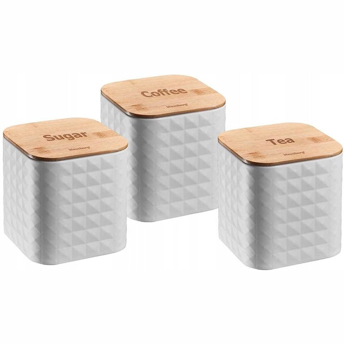Klausberg opbergbussen koffie, thee en suiker, set van 3, wit