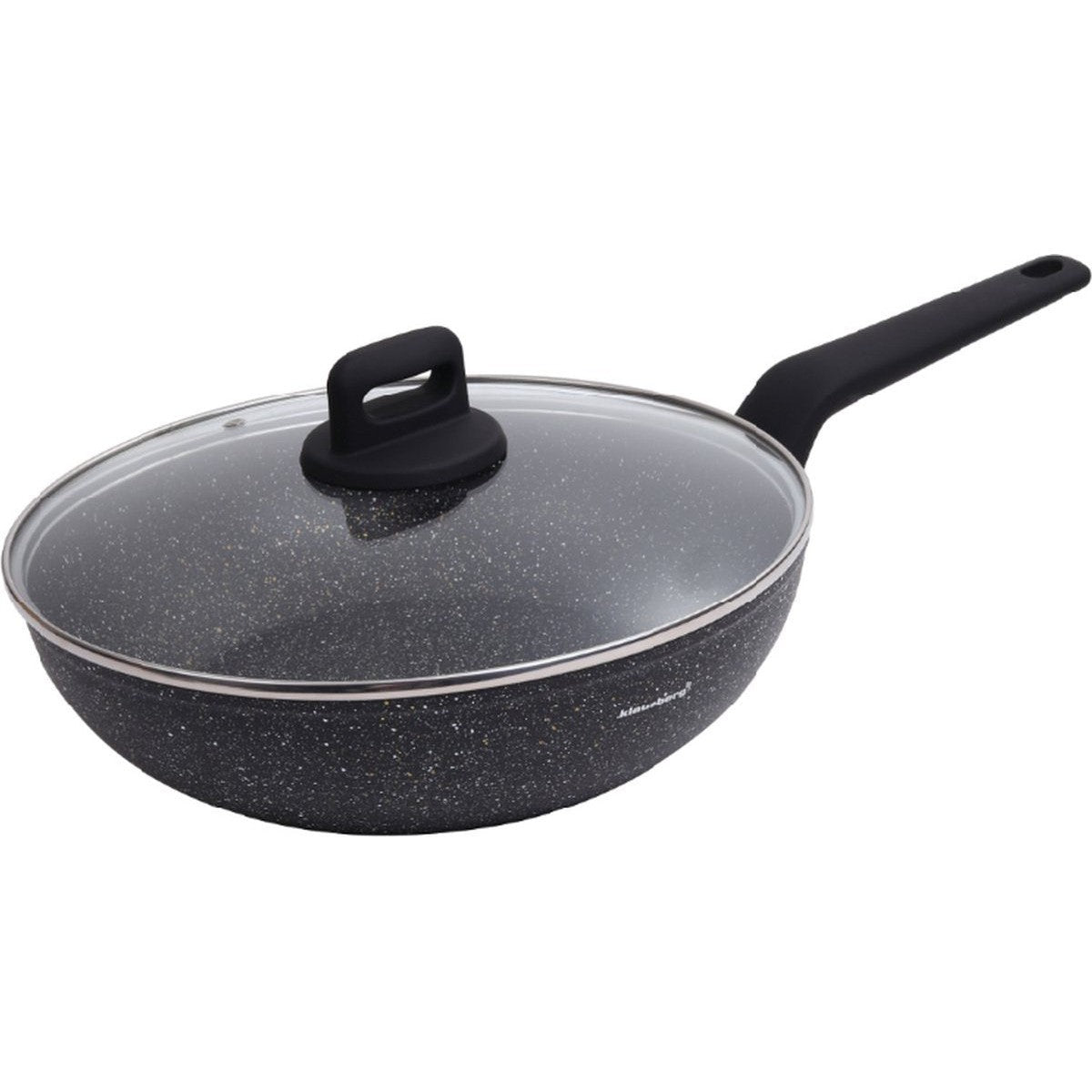 Klausberg wokpan zwart marmer 28 cm met deksel