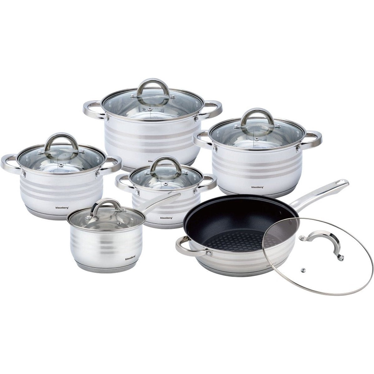 Klausberg pannenset 12-delig met deksel, 16 tot 24 cm