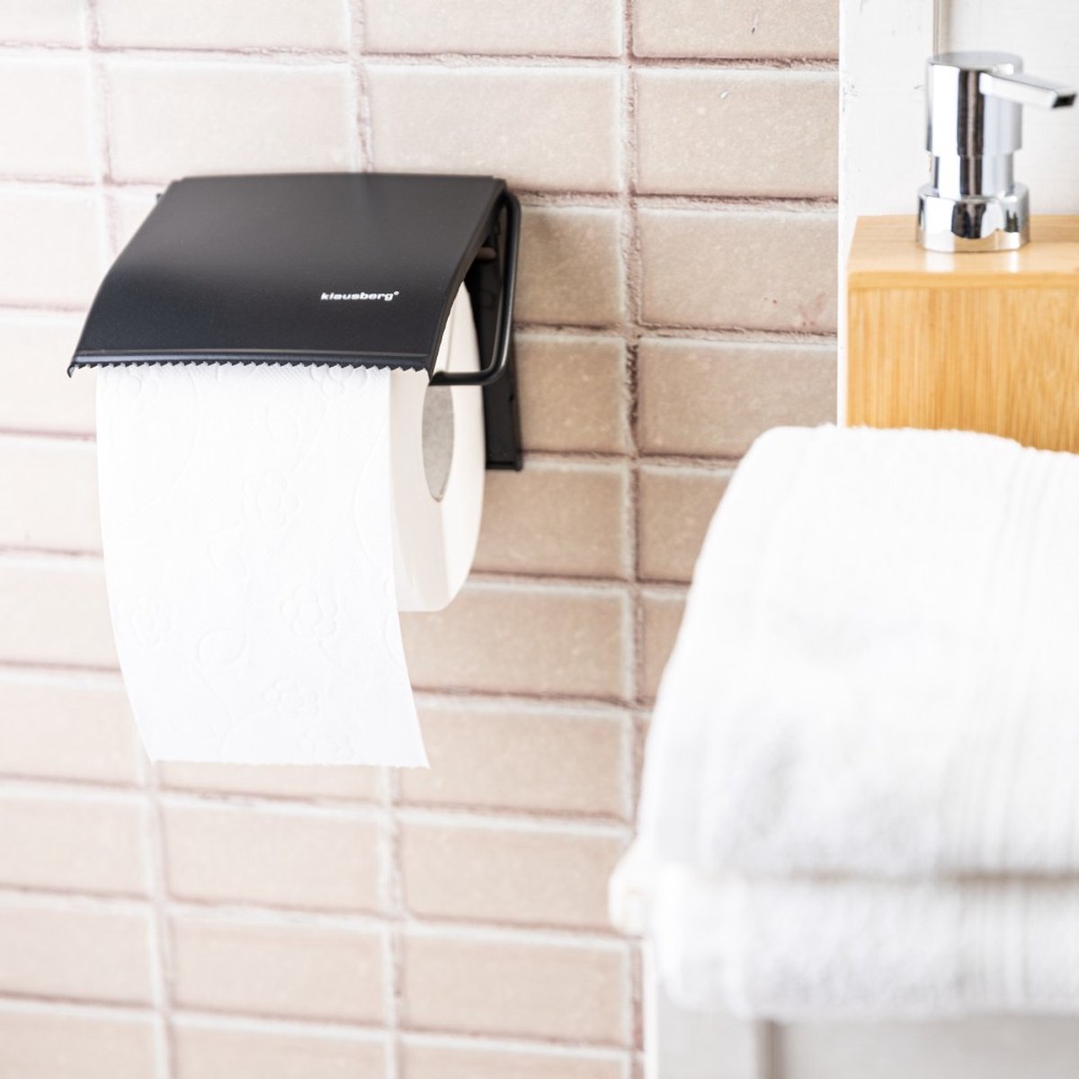 Klausberg toiletrolhouder, zwart, rvs (4)