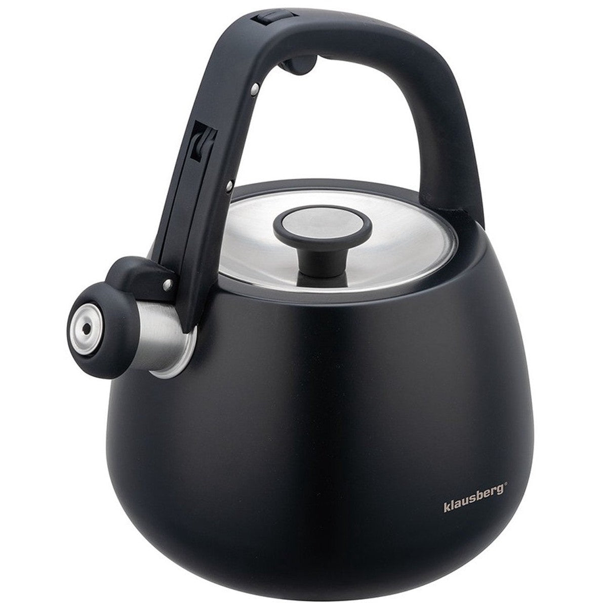 Klausberg fluitketel 2,5 L, rvs, zwart met houten handgreep (2)