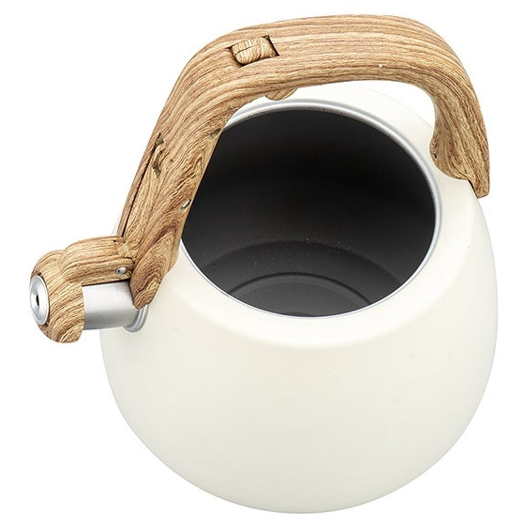 Klausberg fluitketel 2,5 L, rvs, wit met houten handgreep (4)