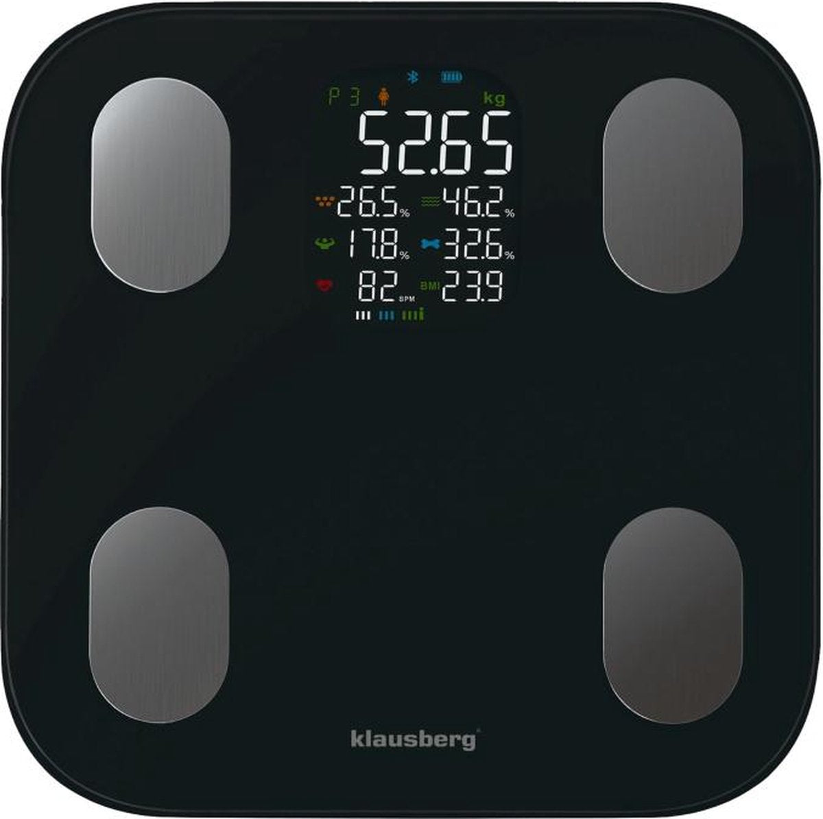 Klausberg Bluetooth-personenweegschaal met lichaamsanalyse, zwart
