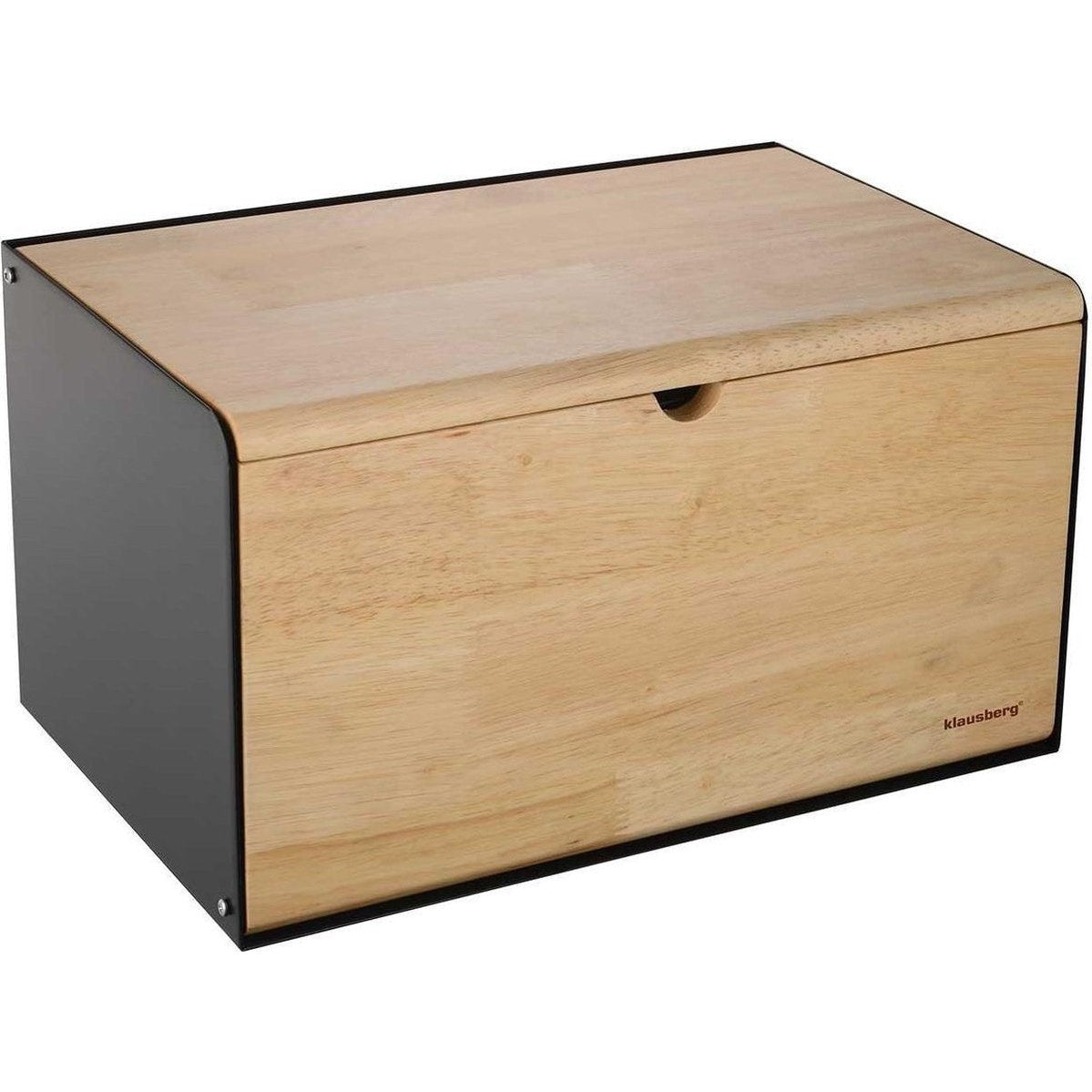 Klausberg broodtrommel KB-7386, mat zwart staal en hout