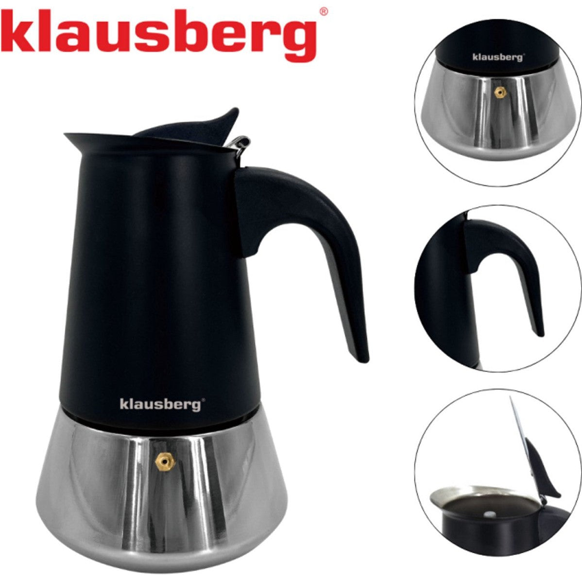 Klausberg espressomaker KB-7844, rvs, 4 kopjes, 200 ml (2)