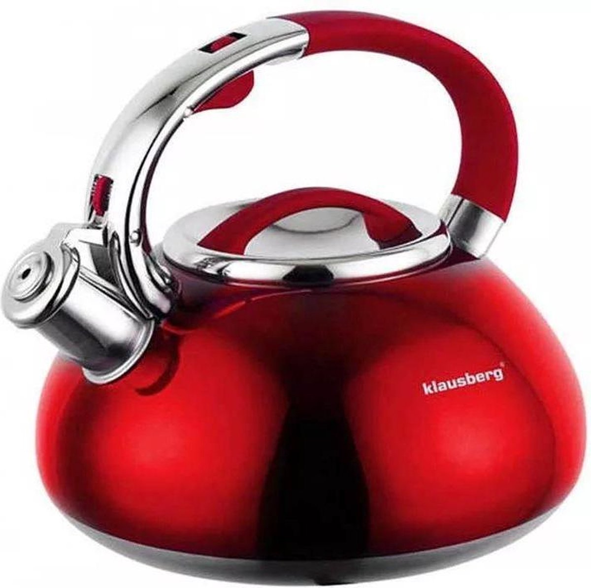 Klausberg fluitketel 3 L van rvs, rood