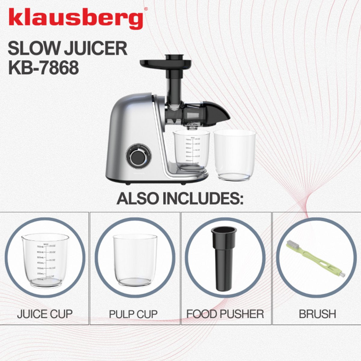 Klausberg KB-7868 slowjuicer 150 W, grijs (8)