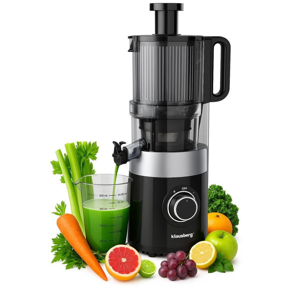 Klausberg KB-7871 verticale slowjuicer, zwart/zilver