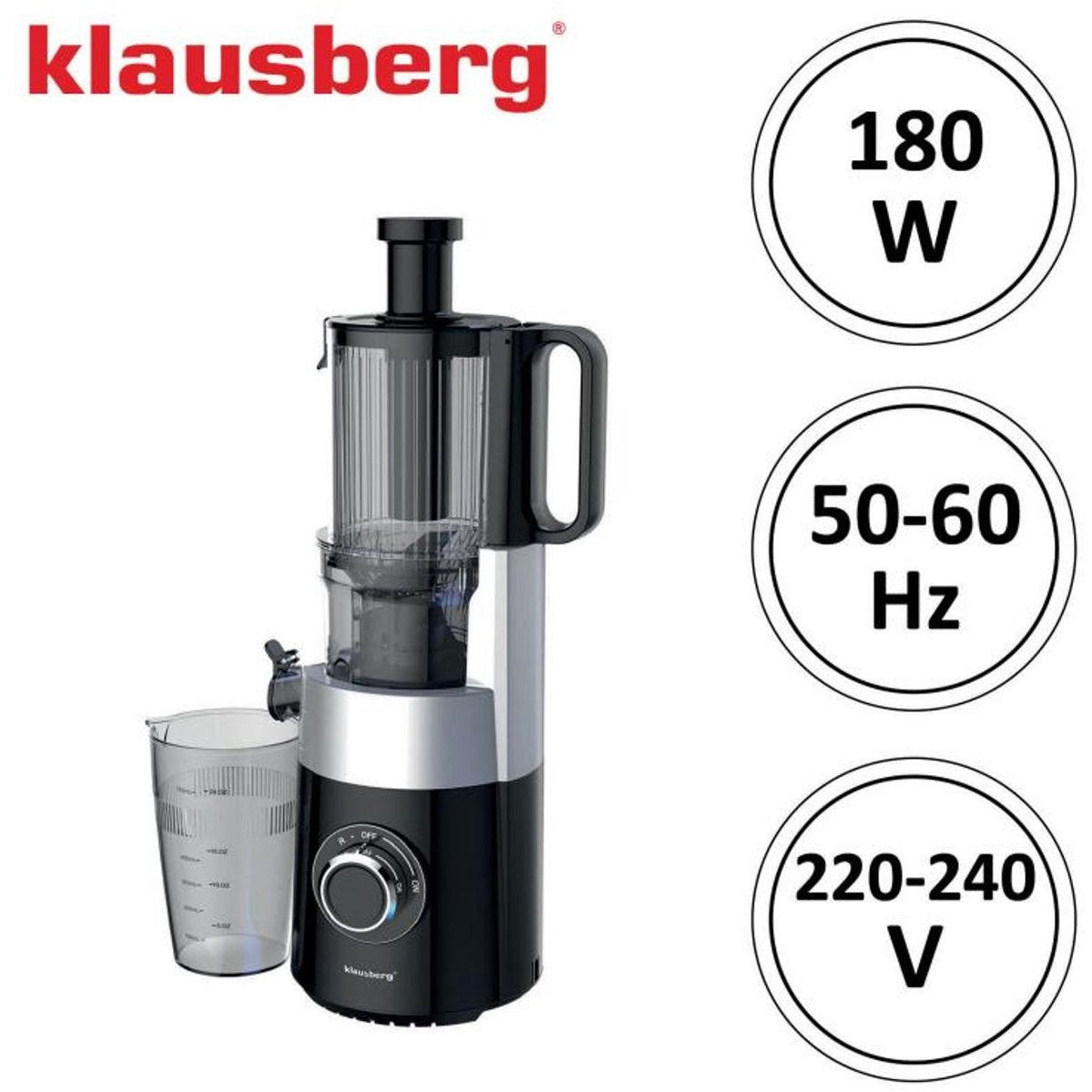 Klausberg KB-7871 verticale slowjuicer, zwart/zilver (7)