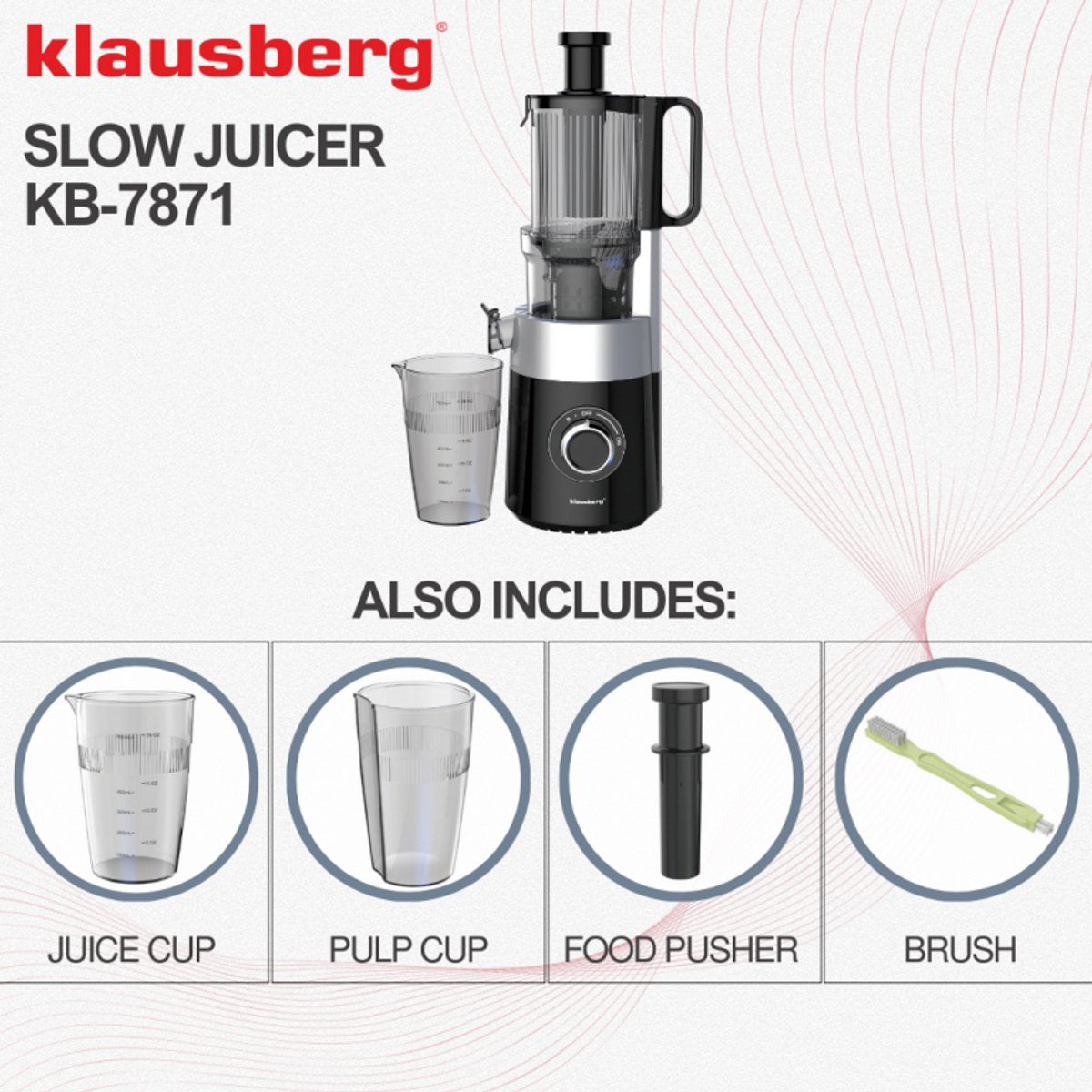 Klausberg KB-7871 verticale slowjuicer, zwart/zilver (5)