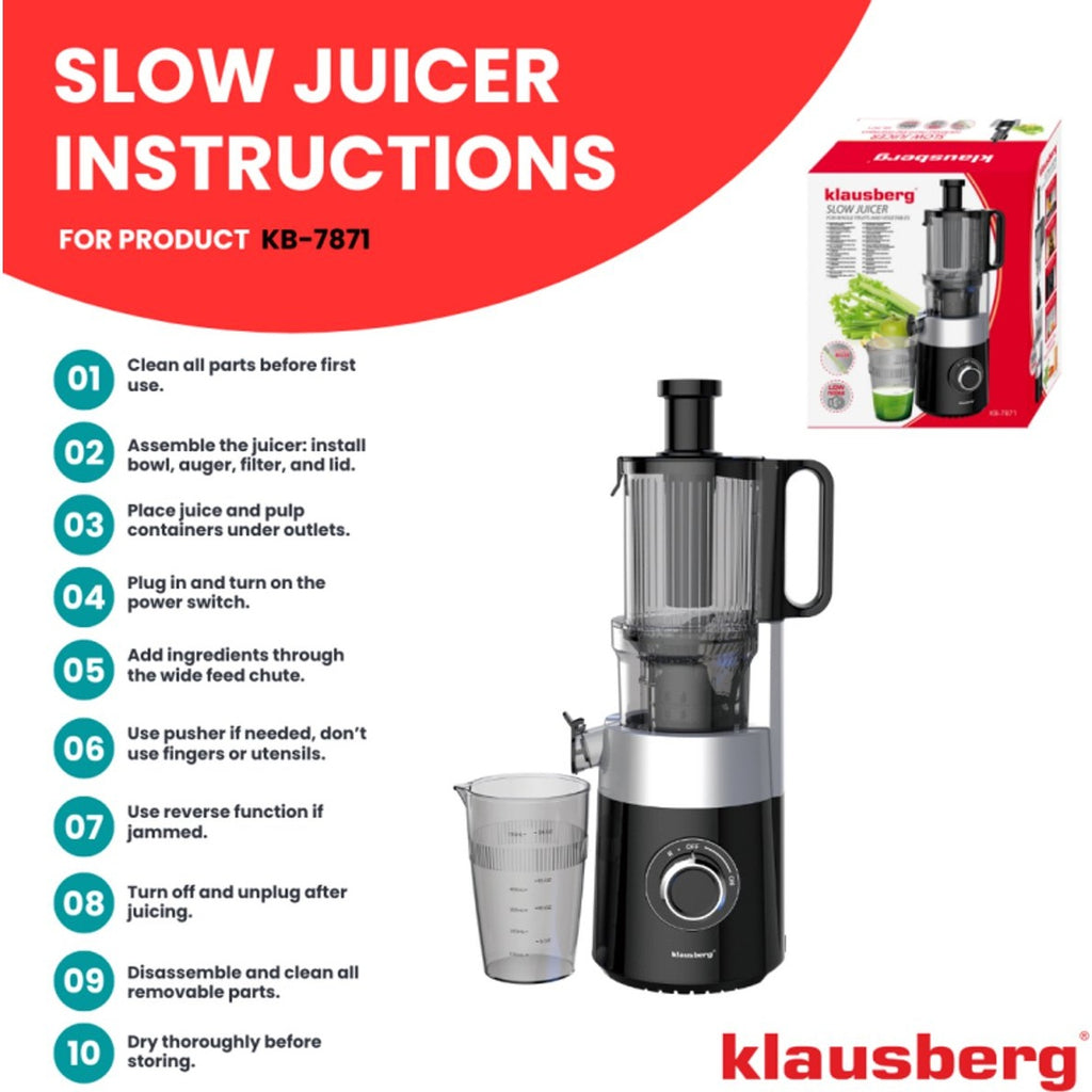 Klausberg KB-7871 verticale slowjuicer, zwart/zilver (3)