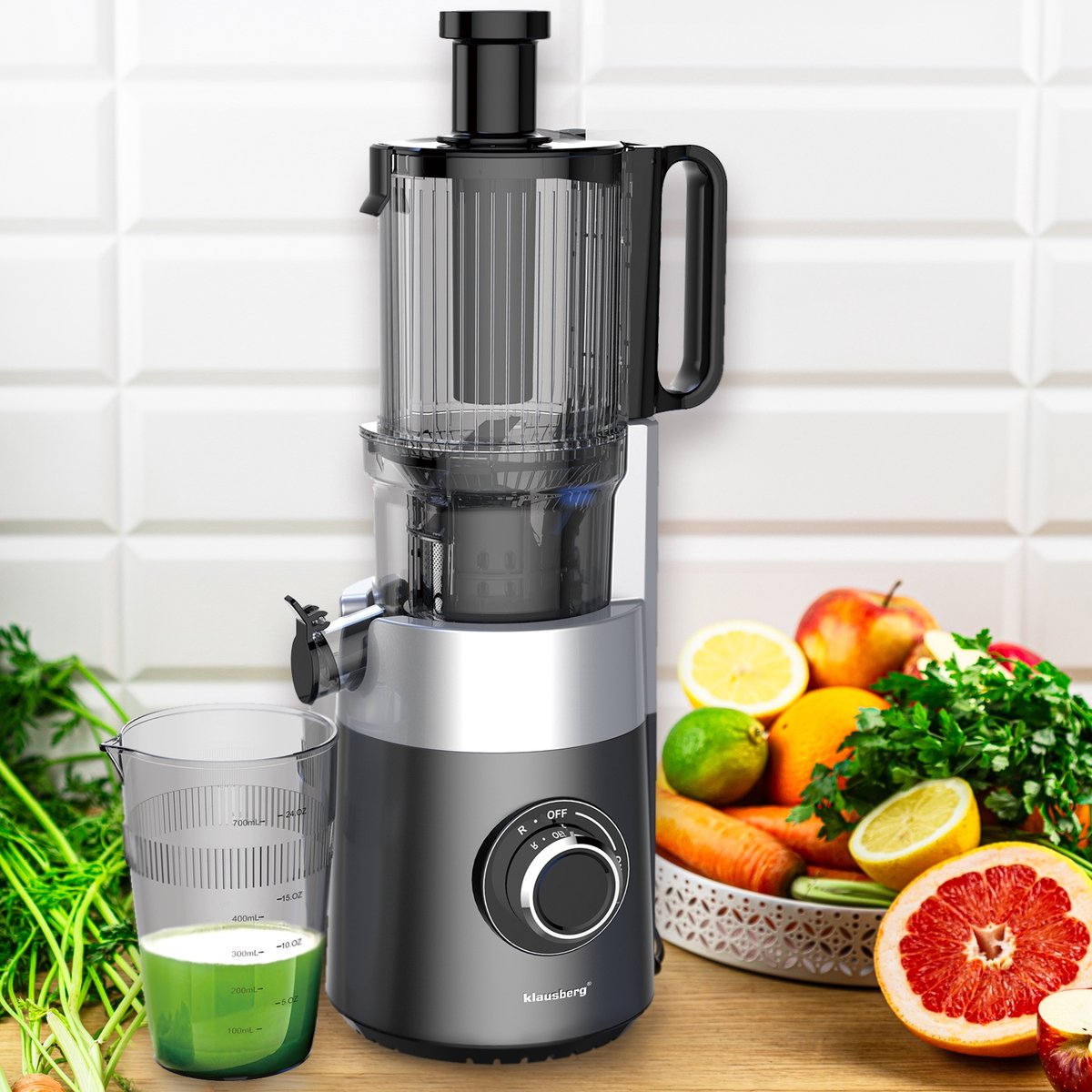 Klausberg KB-7881 slowjuicer met XXL-invoer 113 mm, RVS (7)