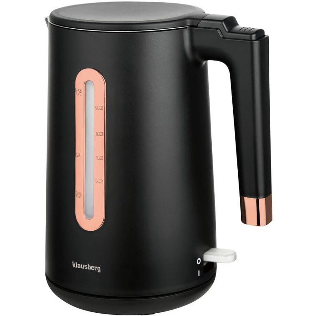 Klausberg KB-7889 waterkoker 1,7 L, zwart en rosé goud, 2200 W