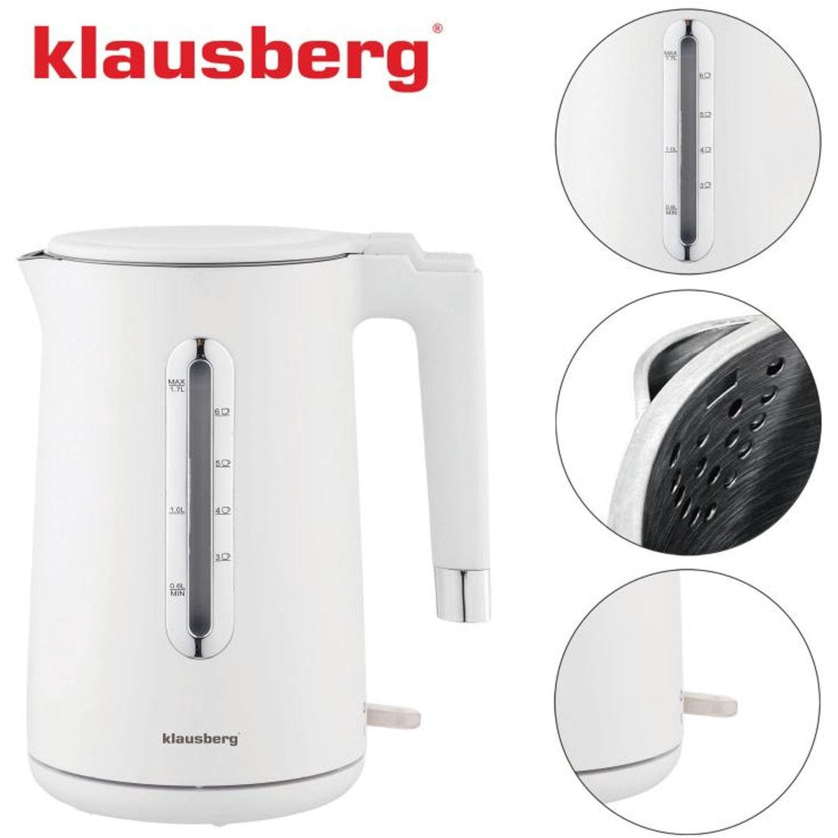 Klausberg KB-7890 waterkoker 1,7 L, wit, 2200 W (6)