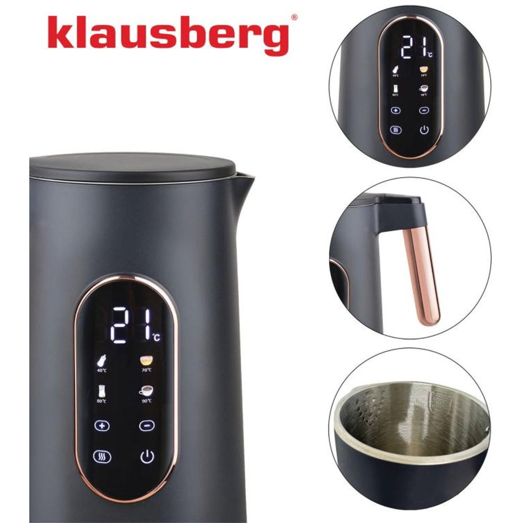 Klausberg KB-7892 waterkoker 1,7 L, zwart en rosé goud, led (2)