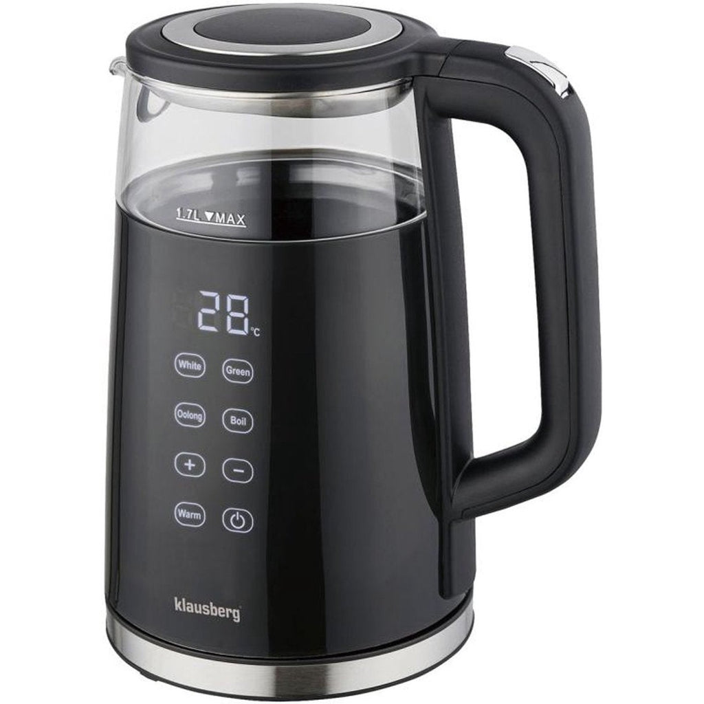 Klausberg KB-7894 waterkoker 1,7 L, zwart glas, 13 temperaturen