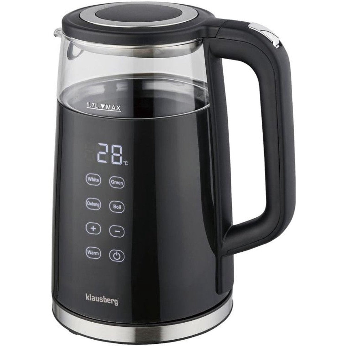 Klausberg KB-7894 waterkoker 1,7 L, zwart glas, 13 temperaturen